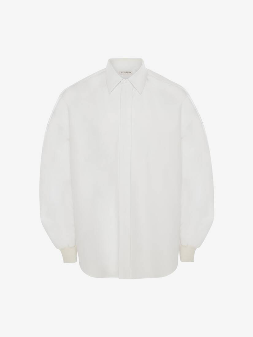 Camisas Alexander McQueen Dropped Shoulder Poplin Hombre - Blancos - Mexico 690-ZJKNIV